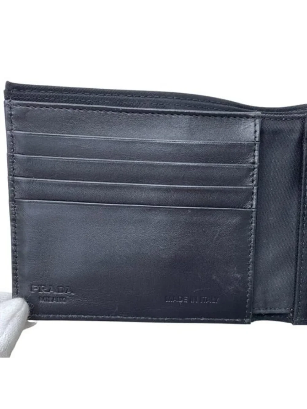 Prada Bifold Wallet Black Nero Tessuto Nylon Leather